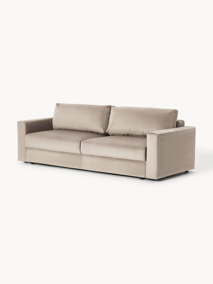 Westwing Collection Samt-Schlafsofa Tasha (3-Sitzer) mit Stauraum 50% Rabatt für begrenzte Zeit