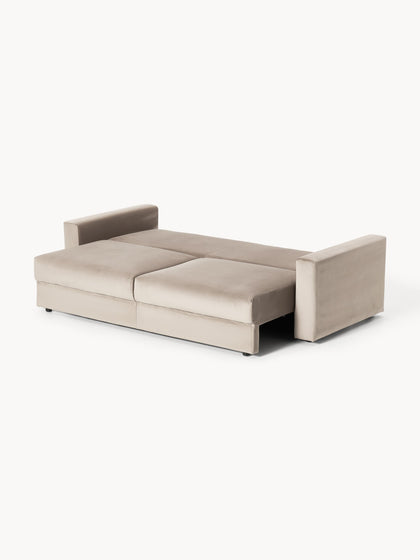 Westwing Collection Samt-Schlafsofa Tasha (3-Sitzer) mit Stauraum 50% Rabatt für begrenzte Zeit