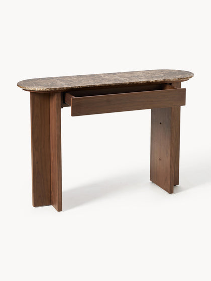 Westwing Collection Holz-Konsole Zumi mit Marmorplatte und Schublade Rabatte dieses Monats