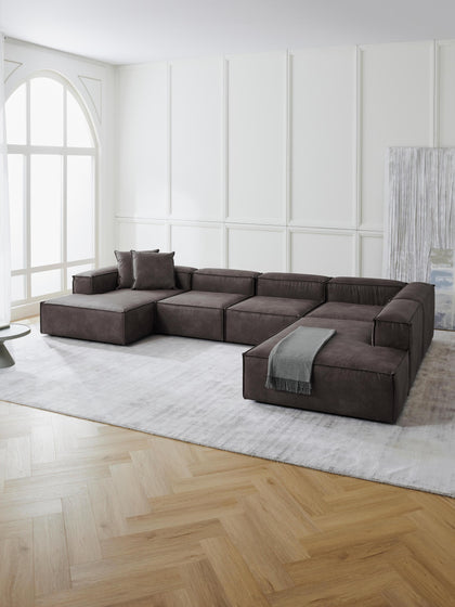 Westwing Collection Modulare Wohnlandschaft Lennon aus recyceltem Leder Valentinstagsangebot