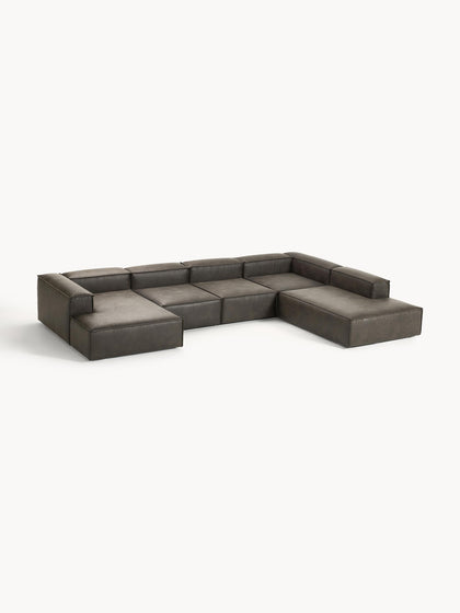 Westwing Collection Modulare Wohnlandschaft Lennon aus recyceltem Leder Valentinstagsangebot