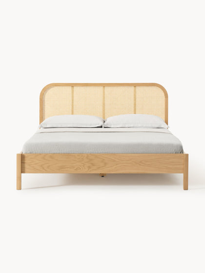 Westwing Collection Holzbett Jones mit Kopfteil aus Wiener Geflecht Top Angebot