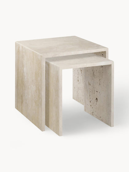 Westwing Collection Beistelltische Varu aus Travertin 2er-Set Exklusive Angebote