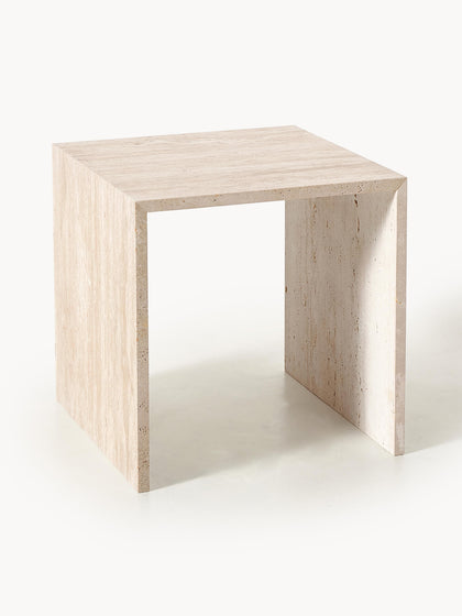 Westwing Collection Beistelltische Varu aus Travertin 2er-Set Exklusive Angebote