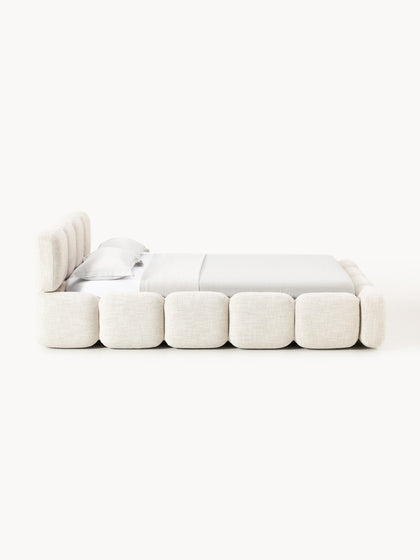 Westwing Collection Polsterbett Tayla aus Bouclé mit Stauraum Kostenlose Rückgabe