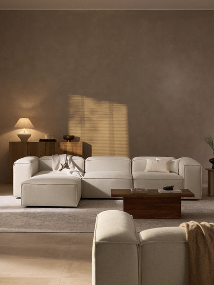 Westwing Collection Modulares Sofa Lennon (4-Sitzer) aus Leinen-Mix mit Hocker (links/rechts) Begrenzte Freigabe