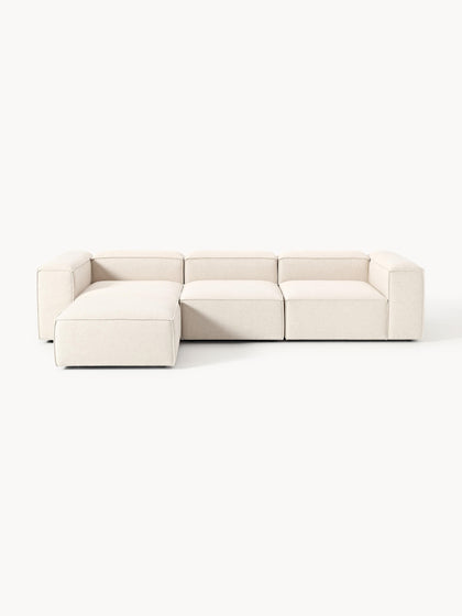 Westwing Collection Modulares Sofa Lennon (4-Sitzer) aus Leinen-Mix mit Hocker (links/rechts) Begrenzte Freigabe