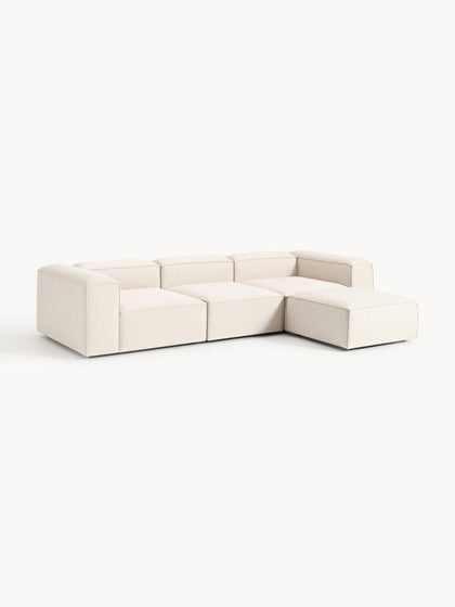 Westwing Collection Modulares Sofa Lennon (4-Sitzer) aus Leinen-Mix mit Hocker (links/rechts) Begrenzte Freigabe