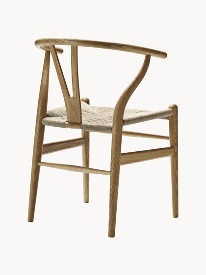 Westwing Collection Holzstuhl CH24 Wishbone Chair mit handgeflochtener Sitzfläche Kostenloser Versand international