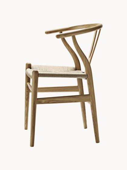 Westwing Collection Holzstuhl CH24 Wishbone Chair mit handgeflochtener Sitzfläche Kostenloser Versand international