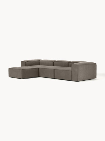 Westwing Collection Modulares Sofa Lennon (4-Sitzer) aus Bouclé mit Hocker (links/rechts) 50% Rabatt für begrenzte Zeit