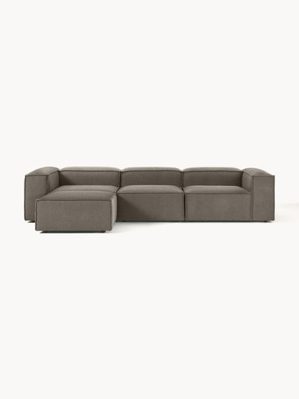 Westwing Collection Modulares Sofa Lennon (4-Sitzer) aus Bouclé mit Hocker (links/rechts) 50% Rabatt für begrenzte Zeit