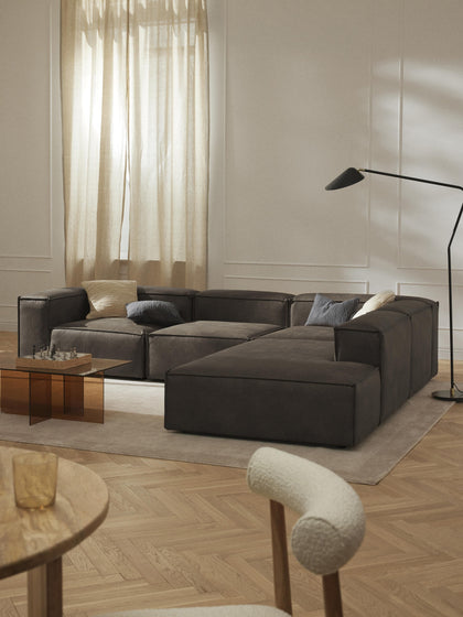 Westwing Collection Modulares XL-Ecksofa Lennon aus recyceltem Leder Limitierter Zeitrabatt