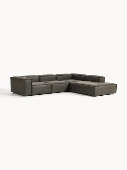 Westwing Collection Modulares XL-Ecksofa Lennon aus recyceltem Leder Limitierter Zeitrabatt