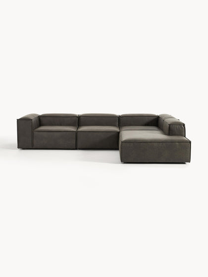 Westwing Collection Modulares XL-Ecksofa Lennon aus recyceltem Leder Limitierter Zeitrabatt