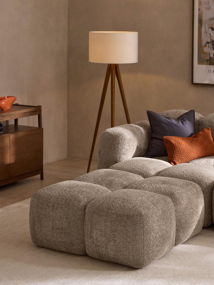 Westwing Collection Sofa-Hocker Tayla aus Teddy-Bouclé Saisonschlussverkauf