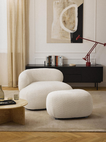 Westwing Collection Hocker Alba aus Teddy-Bouclé Cyber Monday