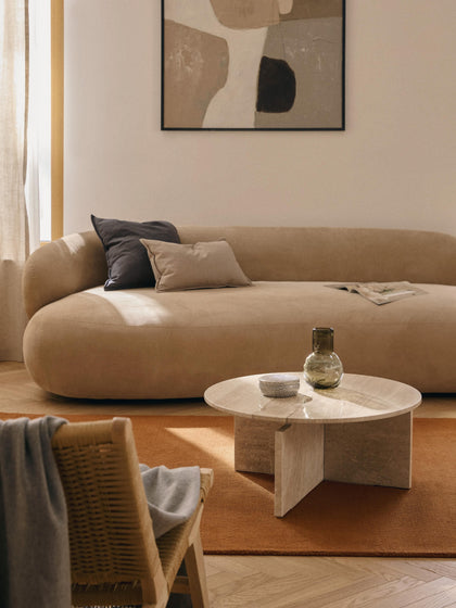 Westwing Collection Runder Couchtisch Marisa aus Travertin Online Outlet