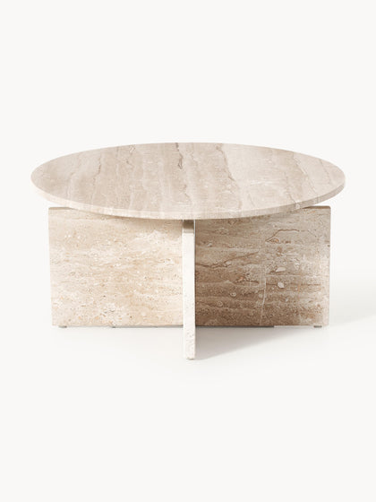 Westwing Collection Runder Couchtisch Marisa aus Travertin Online Outlet
