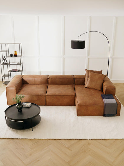 Westwing Collection Modulares Ecksofa Lennon aus recyceltem Leder Blitzangebot