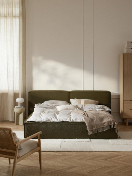 Westwing Collection Bouclé-Polsterbett Lennon mit Stauraum Letzte 2 Tage