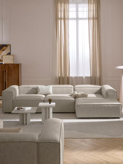 Westwing Collection Modulares Ecksofa Lennon aus Leinen-Mix Letzter Tag