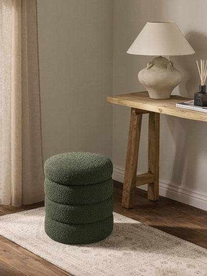 Westwing Collection Bouclé-Polsterhocker Alto mit Stauraum Speichern exportieren