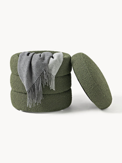 Westwing Collection Bouclé-Polsterhocker Alto mit Stauraum Speichern exportieren