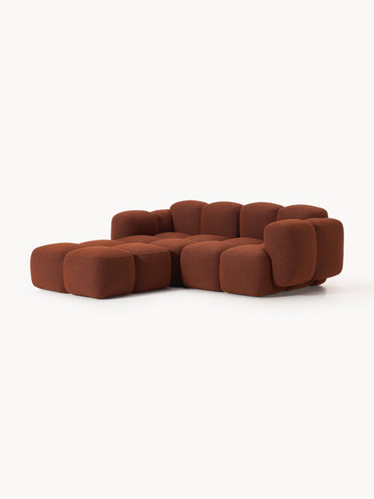Westwing Collection Modulares Sofa Tayla (3-Sitzer) aus Bouclé mit Hocker (links/rechts) Großer Ausverkauf