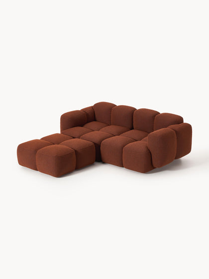 Westwing Collection Modulares Sofa Tayla (3-Sitzer) aus Bouclé mit Hocker (links/rechts) Großer Ausverkauf