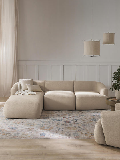 Westwing Collection Modulares Bouclé-Ecksofa Sofia (3-Sitzer) Osterangebot