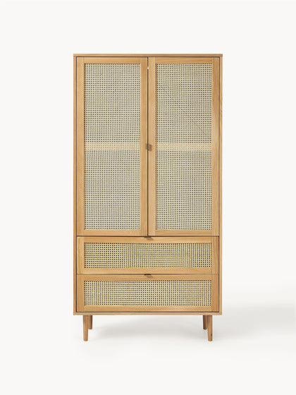 Westwing Collection Kleiner Kleiderschrank Aries mit Wiener Geflecht 2-türig Lagerräumung