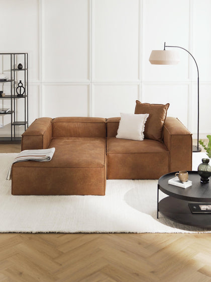 Westwing Collection Modulares Ecksofa Lennon aus recyceltem Leder Top Angebot