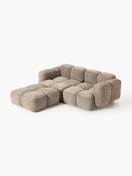 Westwing Collection Modulares Sofa Tayla (3-Sitzer) aus Teddy-Bouclé mit Hocker (links/rechts) Exklusive Angebote