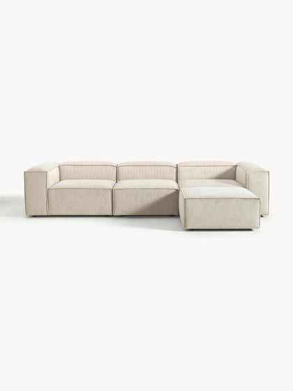 Westwing Collection Modulares Sofa Lennon (4-Sitzer) aus Cord mit Hocker (links/rechts) Blitzangebot