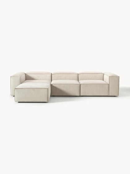Westwing Collection Modulares Sofa Lennon (4-Sitzer) aus Cord mit Hocker (links/rechts) Blitzangebot