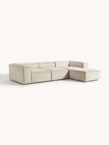 Westwing Collection Modulares Sofa Lennon (4-Sitzer) aus Cord mit Hocker (links/rechts) Blitzangebot