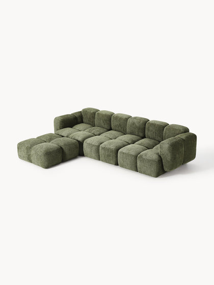 Westwing Collection Modulares Sofa Tayla (4-Sitzer) aus Teddy-Bouclé mit Hocker (links/rechts) Sonderangebote