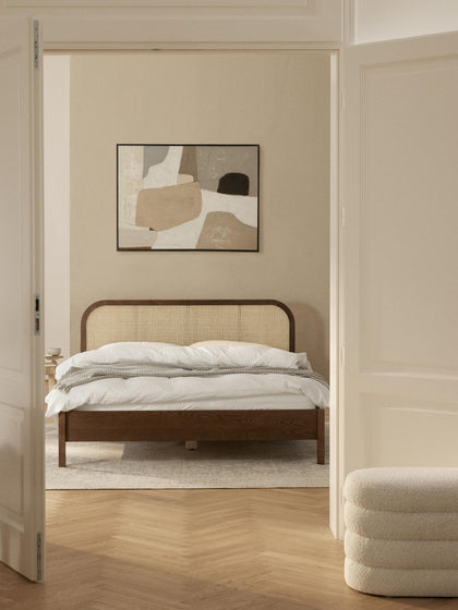 Westwing Collection Holzbett Jones mit Kopfteil aus Wiener Geflecht Sonderangebot der Fabrik