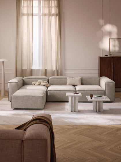 Westwing Collection Modulares Sofa Lennon (4-Sitzer) aus Leinen-Mix mit Hocker (links/rechts) im Angebot