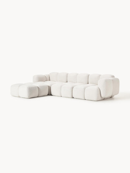 Westwing Collection Modulares Sofa Tayla (4-Sitzer) aus Bouclé mit Hocker (links/rechts) Günstiger Verkauf