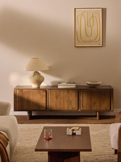 Westwing Collection TV-Lowboard Chandler aus Eichenholz Meist gekauft