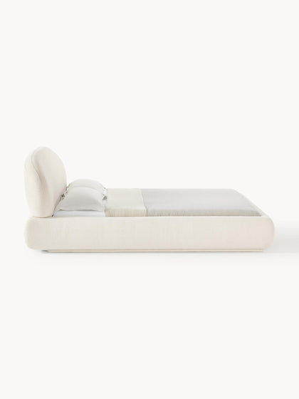 Westwing Collection Bouclé-Polsterbett Alba mit abgerundeten Ecken Flash Sale