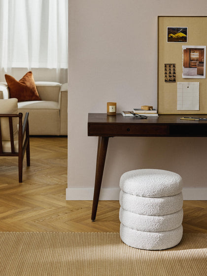 Westwing Collection Bouclé-Polsterhocker Alto mit Stauraum Speichern exportieren