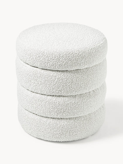 Westwing Collection Bouclé-Polsterhocker Alto mit Stauraum Speichern exportieren