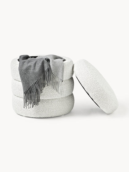 Westwing Collection Bouclé-Polsterhocker Alto mit Stauraum Speichern exportieren