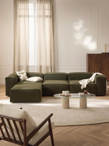 Westwing Collection Modulares Sofa Lennon (4-Sitzer) aus Bouclé mit Hocker (links/rechts) Kostenloser Versand