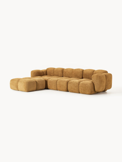 Westwing Collection Modulares Sofa Tayla (4-Sitzer) aus Teddy-Bouclé mit Hocker (links/rechts) Fabrik Onlineshop