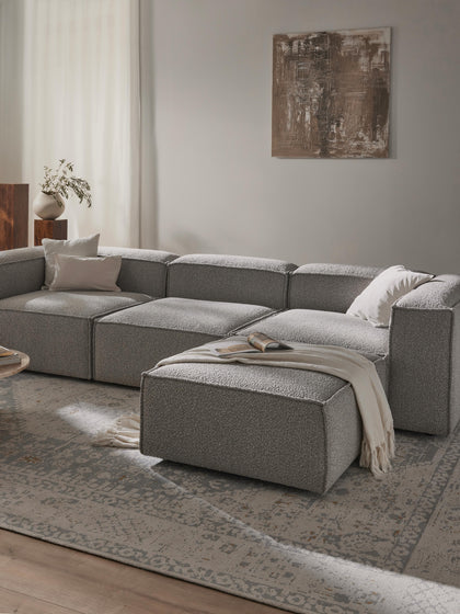 Westwing Collection Modulares Sofa Lennon (4-Sitzer) aus Bouclé mit Hocker (links/rechts) Cyber Monday