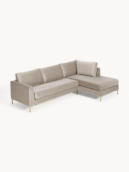 Westwing Collection Samt-Schlafsofa Luna (3-Sitzer) mit Matratze 50% Rabatt für begrenzte Zeit